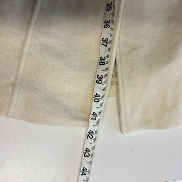 KENNETH COLE REACTION Ivory Wool blend Mid Length Peacoat Trenchcoat Size 12 - Picture 8 of 11